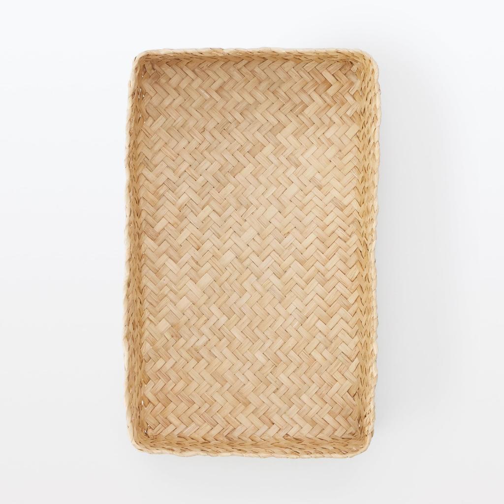MUJI Seagrass Wickerwork Organizer 15cm W X 25cm D X 7cm 83411923 Basket, Medium, Rectangular, Approx. H,