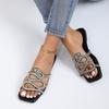 Large size flat slippers women's rhinestone flat sandals slippers women's tea explosion