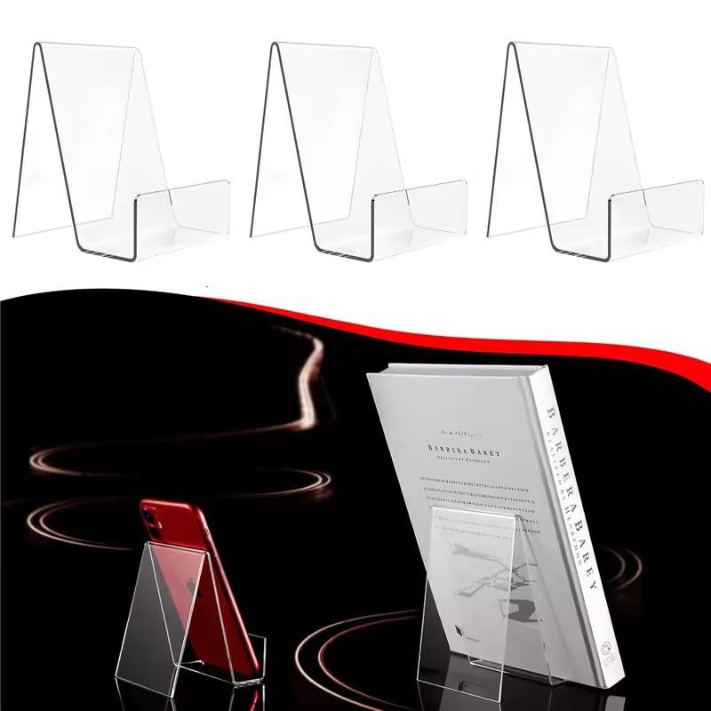 4pcs Acrylic Book Stand Book Holder for Display Clear Easel Stand for Display Display Holder for Postcard Sticker