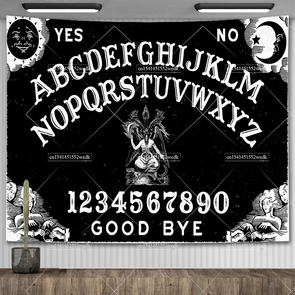 Ouija Board Tapestry Mandala Gothic Baphomet Occult Tapestry Aesthetic Room Decor Witchcraft Astrology Tarot Tablecloths