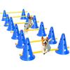 Dog Agility Set, 6-Piece Agility Equipment for Dog Training, Plug-In Hurdle Set with 12 Cones, 6 Hurdles, Carrying Bag