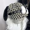 Dog Bone Pattern Hat Trendy Plush Lovely Styles Hat Vintage Check Beret Hat for Trendy Youth