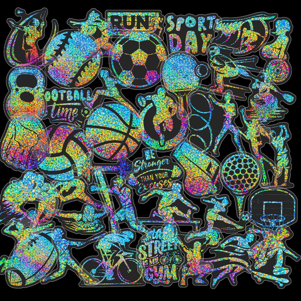 50 Silber Laser Sportlicher Stil PET Aufkleber Handkonto Dekorationsmaterial Koffer Wasserbecher Aufkleber Aufkleber