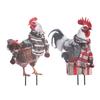 Metal Rooster Statue Ground Stake Iron Art Chicken Ornament for Outdoor Garden Courtyard Lawn