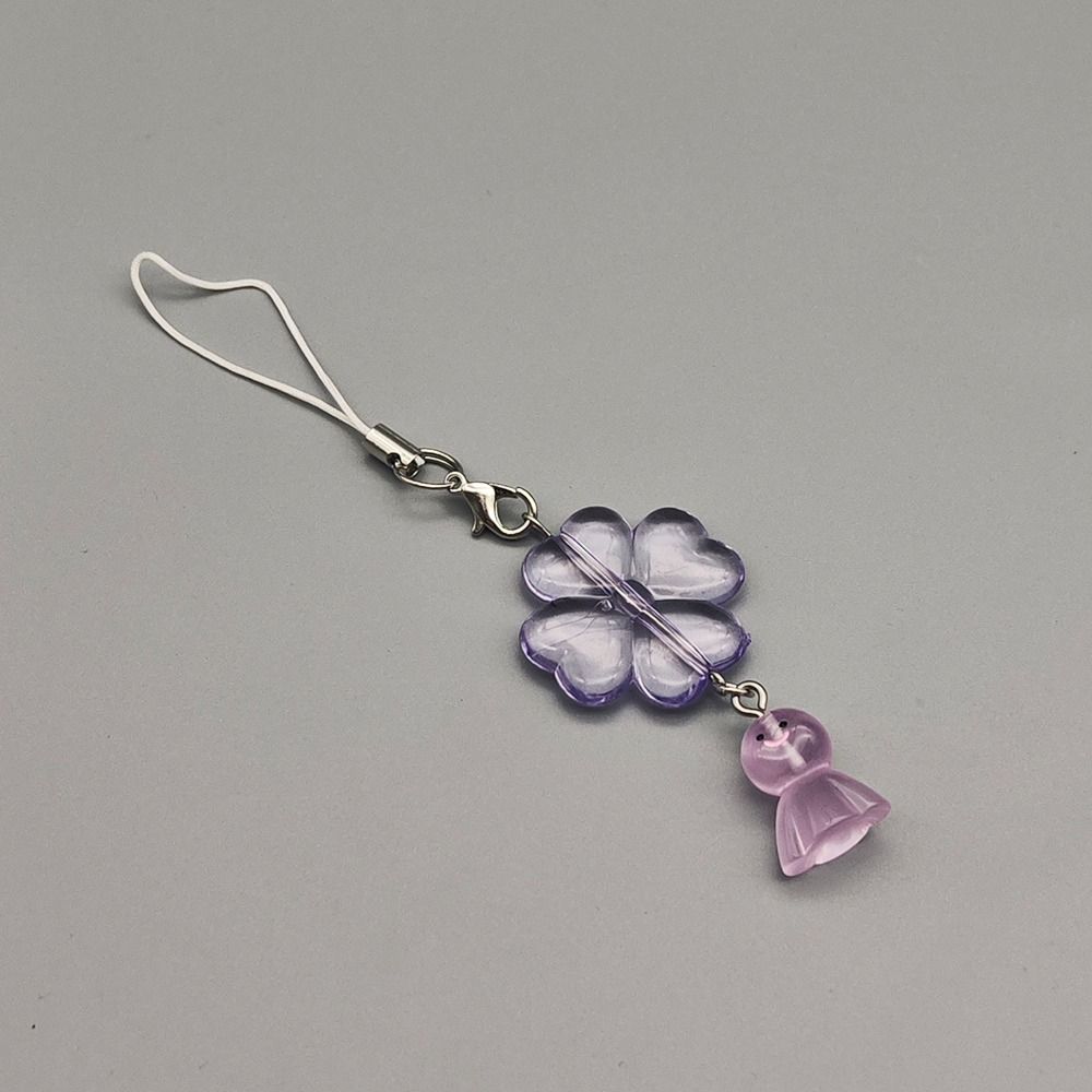 Key Chain Mobile Phone Lanyard Cellphone Strap Leaf Clover Pendant Women Girls