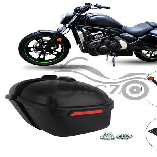 Harley Motorcycle Universal Side Box, Black with Red Stripe Motorcycle Red Stripe Side Box
