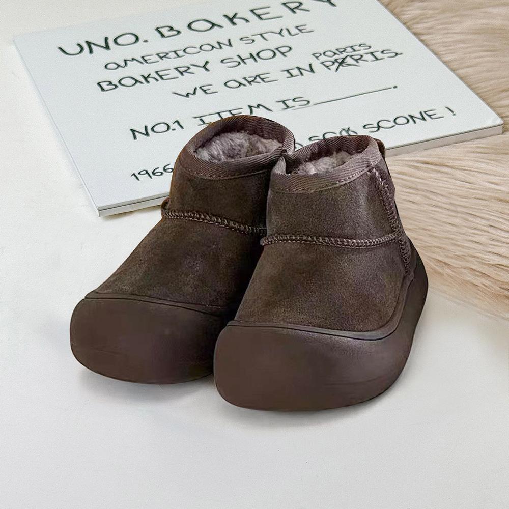 

Детские зимние ботинки для девочек, низкие ботильоны, детские ботинки из матовой кожи, корейский стиль, закрытый носок, хлопковые ботинки 37