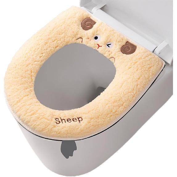 Warmer Toilet Seat Pads with Zipper Toilet Seat Cover with Lifter Handle Set Washable Velvet Toilet Seat Cushion Soft Thicker Toilet Seats Warmer Mat жёлтый