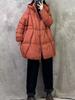 Autumn and winter new European goods large size thickened hooded solid color white duck down jacket women's medium and long coat tide