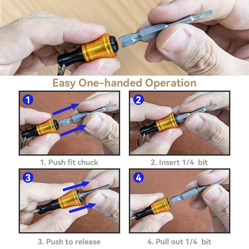 Upgrade, Push To Unlock, 12pcs 1/4 Inch Hex Shank Aluminum Alloy Screwdriver Bits Holder Light-weight Quick-change Extension Bar