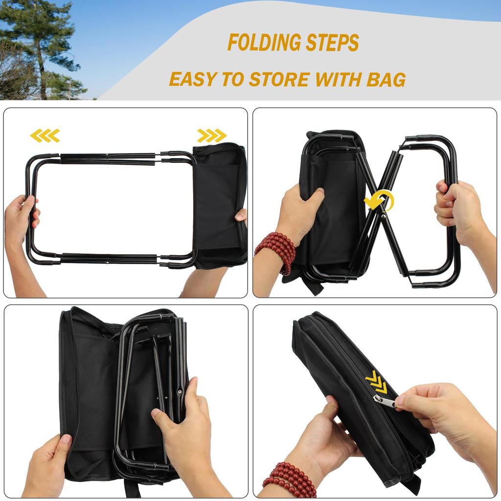 Camping Folding Chair Portable Folding Chair with Carry Bag Handheld Camp Stool Outdoor Footstool for Travel Walking Hiking Fishing Picnic Barbecue