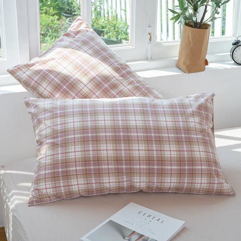 Хлопковая наволочка Безопасная для кожи наволочка из стираного хлопка Простая наволочка в клетку 2359₽