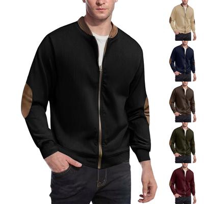 Men's Solid Color Corduroy Zipper Jacket Men's Sports Large Size Casual Jacket