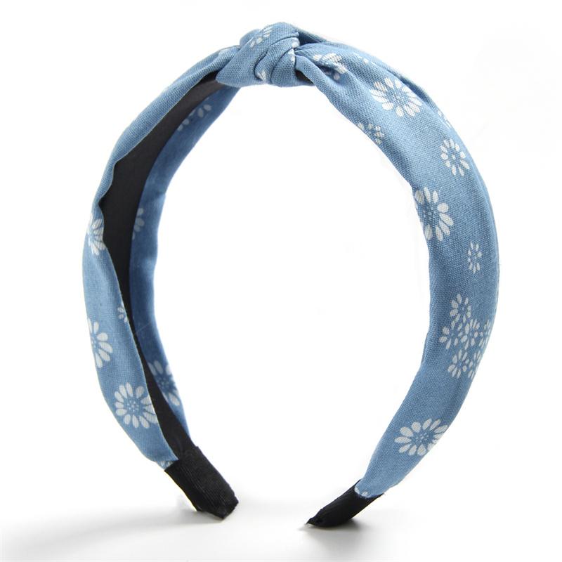 1/3 Stück Geknotetes Print Denim Stoff Stirnband für Frauen Mädchen Shopping Gesichtswäsche Haarreif Einfaches Denim Kopfschmuck