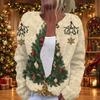 Stylish Women's Christmas Print Long Sleeve Knit Cardigan Button Front Casual Sweater
