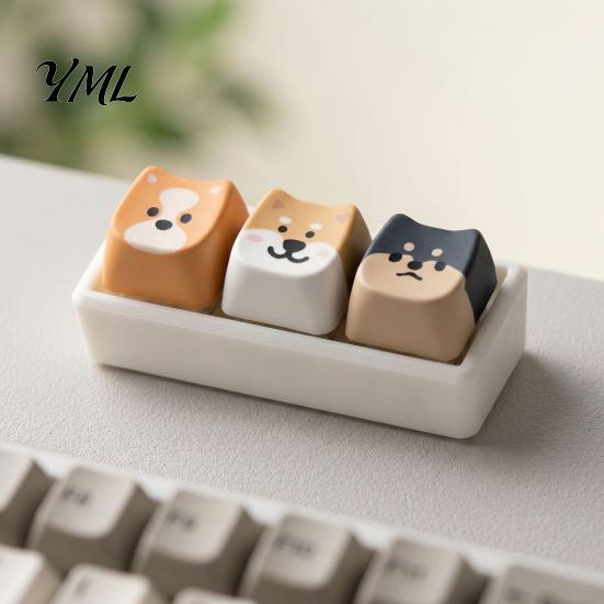 Mechanical Keyboard Toy Cartoon Dog Fidget Toy, 1/2/3/4/9-Key Push Button Stress Tactile Feedback Relief Mini for Backpack Handbag Purse Charm