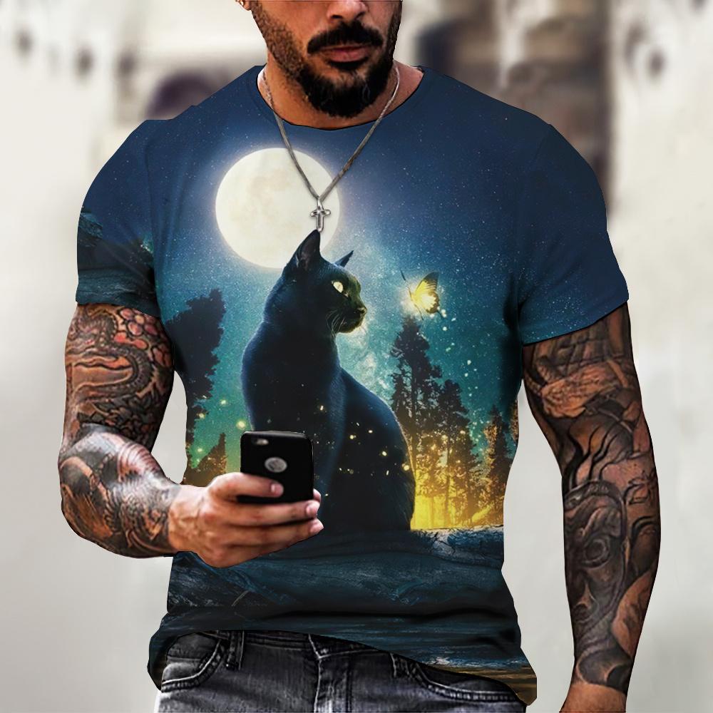 

Мужская футболка с 3D принтом волка, с коротким рукавом, пуловер, повседневная уличная одежда, мужская одежда большого размера, футболка 6xl