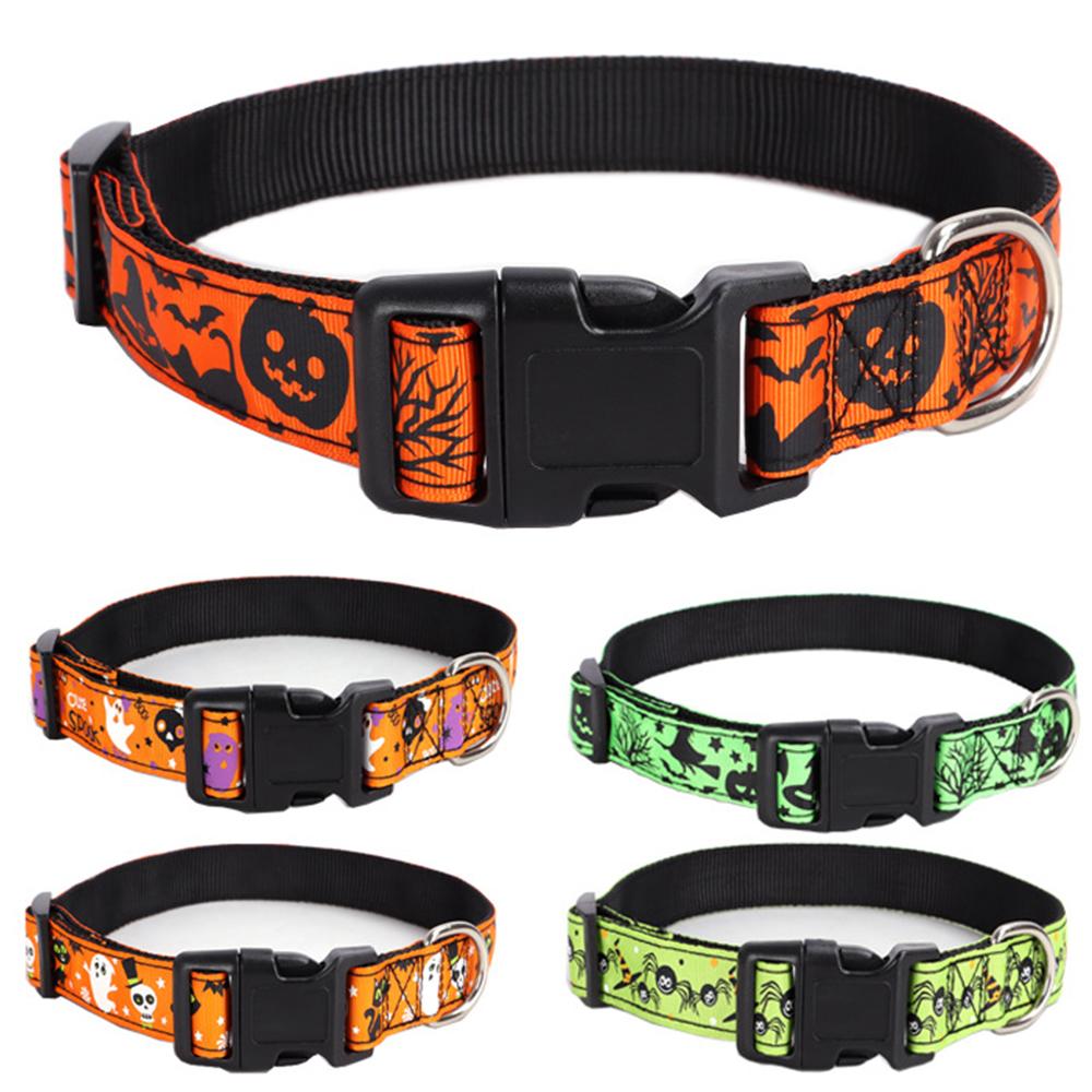 Orange Nylon Halloween Dog Collar Small Medium Large Pet Puppy Collar Adjustable