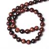 Rød Tigerøye Natursteinperler 15"Strand Glatte Løse Mellomleggsperler 4/6/8/10/12mm for Smykkefremstilling DIY Armbånd Tilbehør