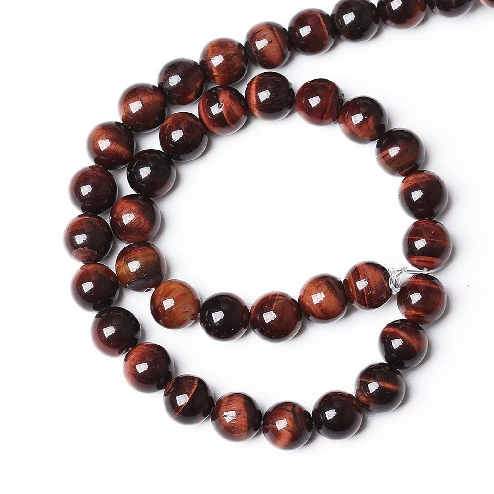 Rød Tigerøye Natursteinperler 15"Strand Glatte Løse Mellomleggsperler 4/6/8/10/12mm for Smykkefremstilling DIY Armbånd Tilbehør
