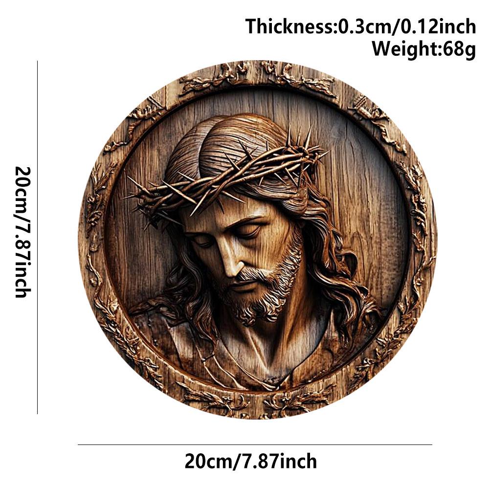 American Country Round Wooden Nativity Resurrection Sign Decor for Family Baptism