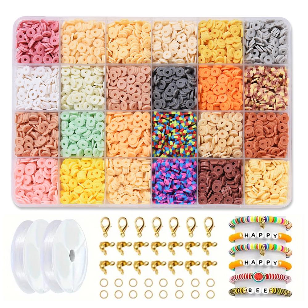 

Набір для браслета з глиняних намистин на 24 сітки: Набір намистин 3 мм 23 кольорів для виготовлення ювелірних виробів своїми руками