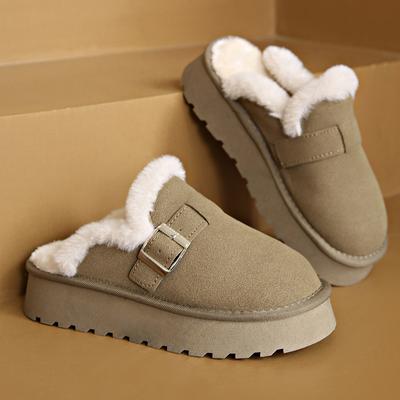 Mao Mao Thick-soled Slippers Women's 2025 Winter New Fur Integrated Outer Wear Heightened Bag Head Drag Thickened Velvet Snow Boots