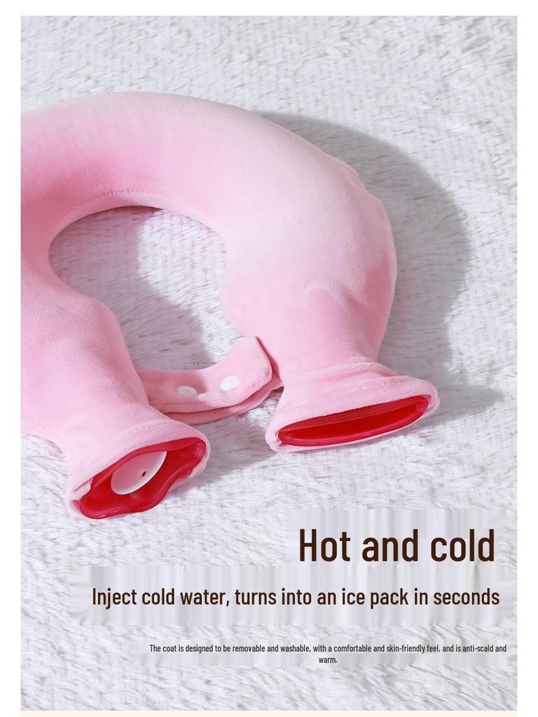 U-förmiger Heißwasserbeutel für die Halswirbelsäule - Explosionsgeschützt & Verdickt für Nacken- und Schultertherapie