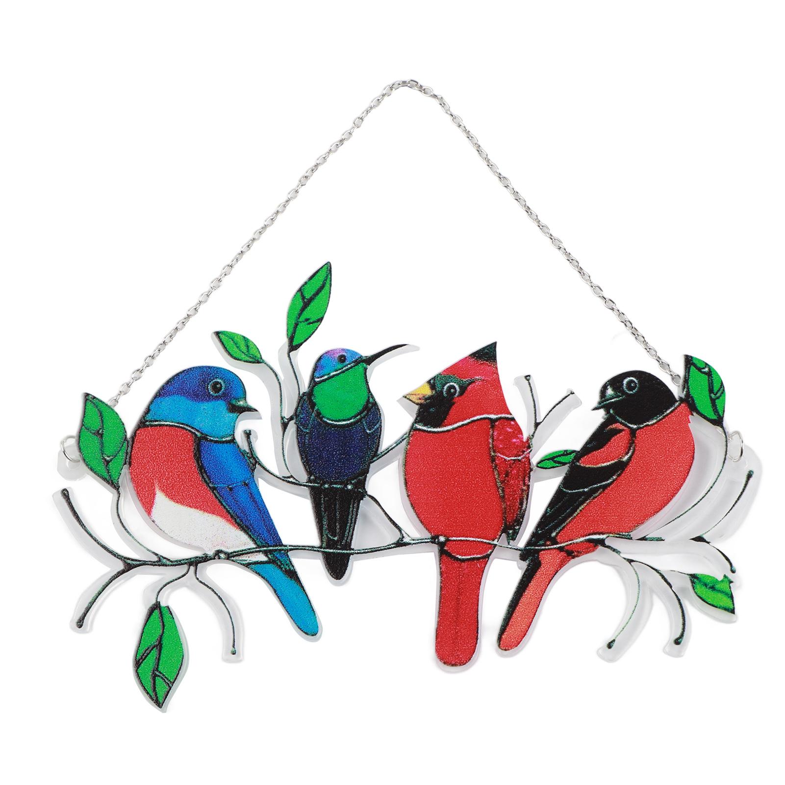 

Hanging Bird Pendant Colorful Small Bird Group for Outdoor Garden Home Decoration