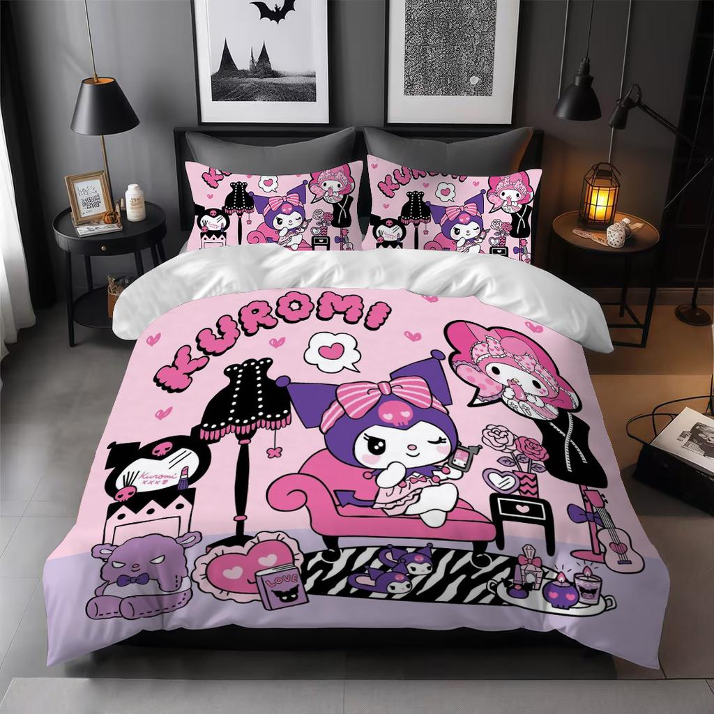 Halloween Kulomie 3D Digitaldruck Cartoon Quilt Set Dreiteiliges Set