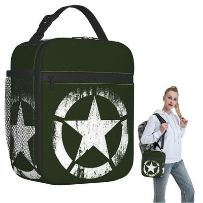 America Army Military Star Insulated Lunch Bag for Women Kids Portable Food Boxes Thermal Lunch Box Tote