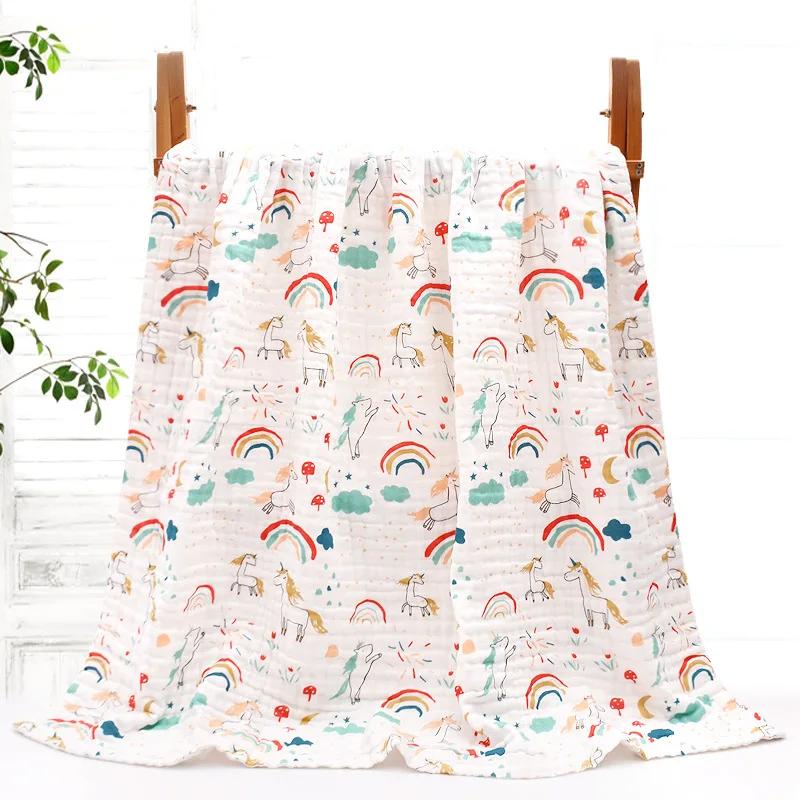 105*105cm Baby Bath Towel Boy Girl Absorbent Washable Cotton Gauze Baby Towel Blanket 6 Layers Gauze Washcloth Infant Swaddle