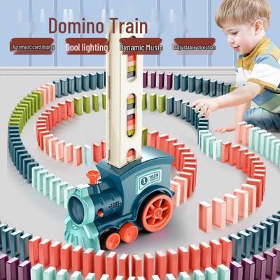 Electric Domino Train Toy with Sound & Light for Educational Play
