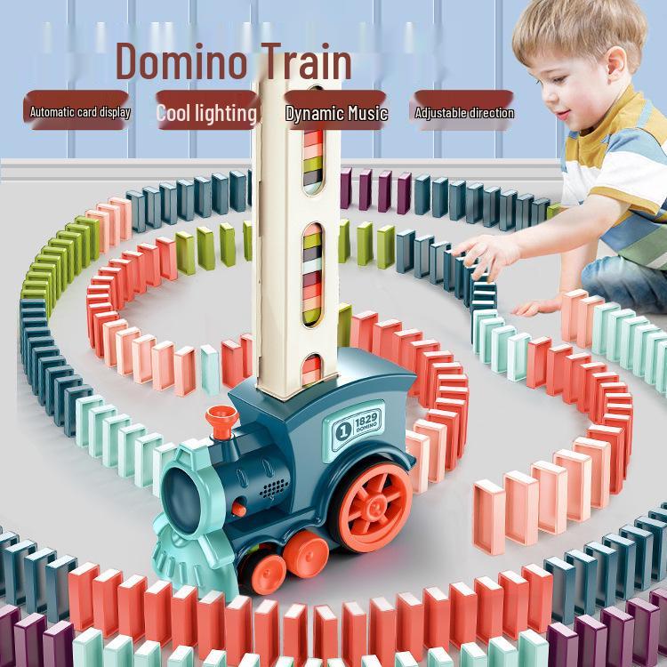 Electric Domino Train Toy with Sound & Light for Educational Play