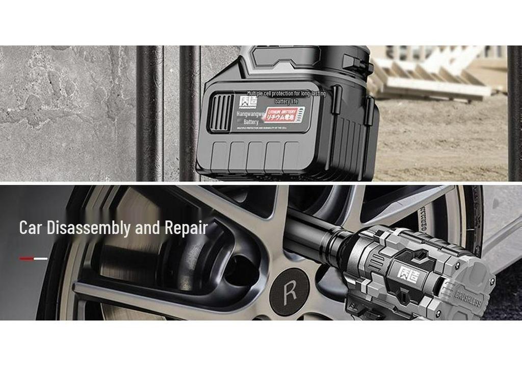 High Torque Brushless Electric Impact Wrench with Lithium Battery & Socket Rack for Auto Repair