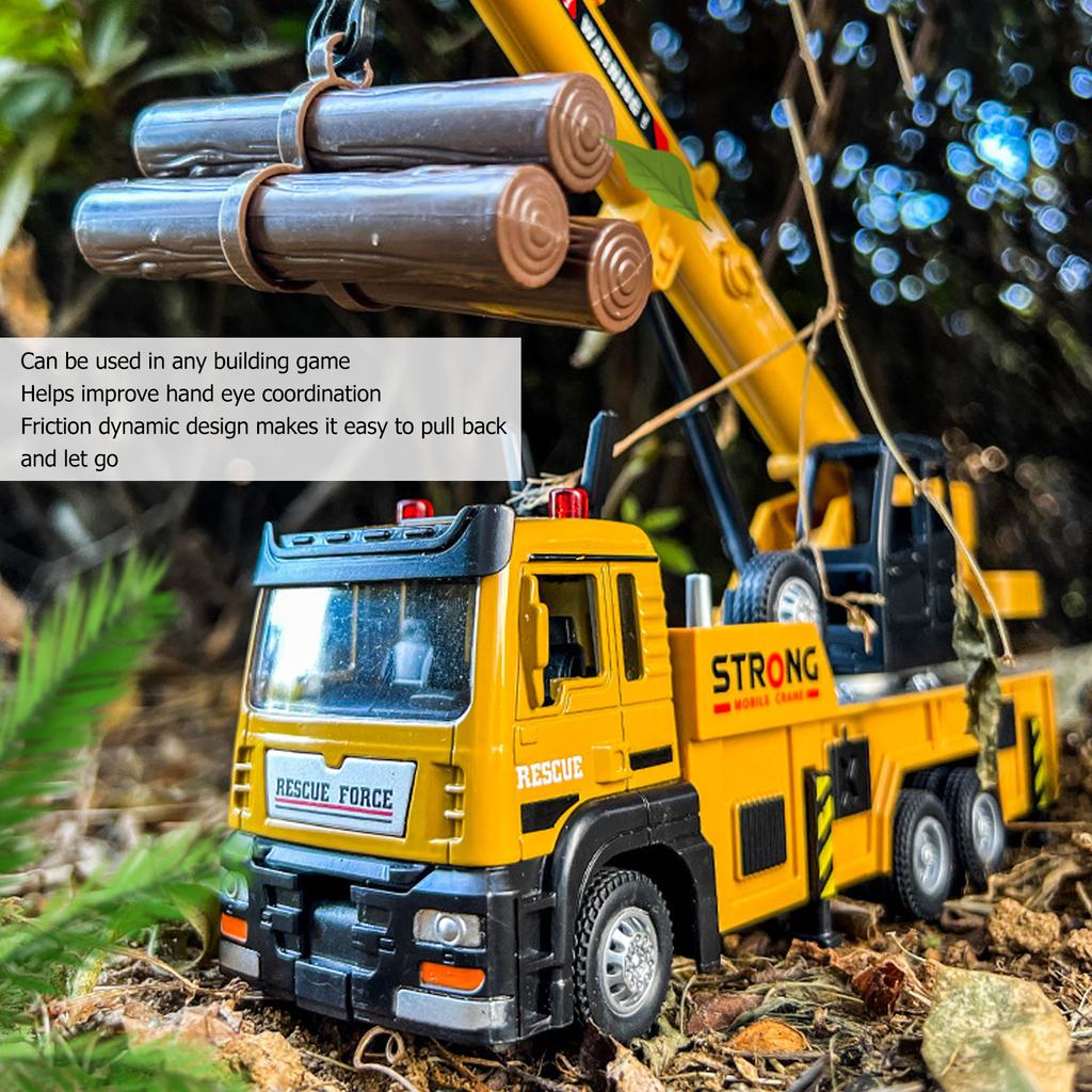Kids Crane Truck Alloy Friction Dynamic Design Improving Coordination Educational Recovery Vehicle for Holiday Gift