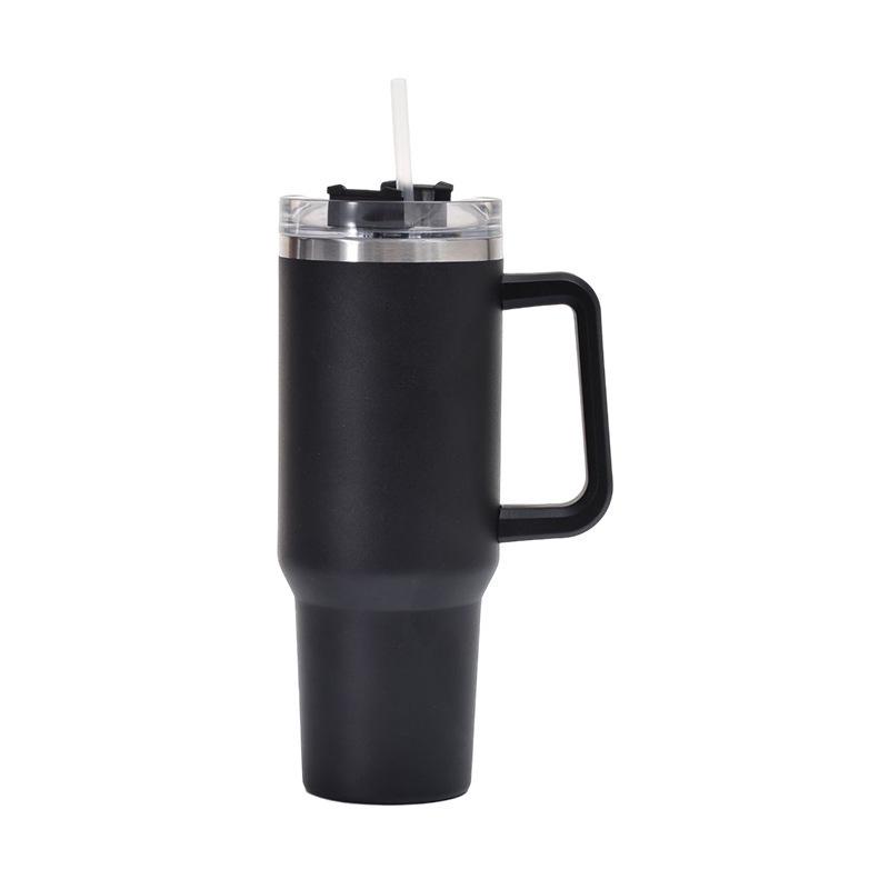 40oz Stainless Steel Insulated Travel Mug with Handle and Straw