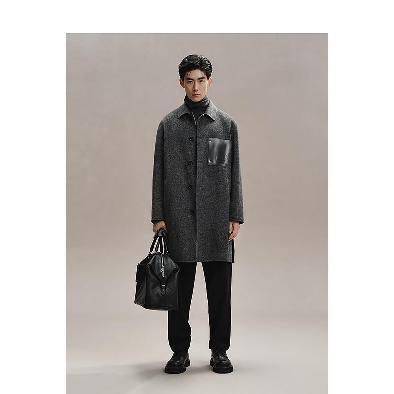 PEACEBIRD Men's Mid-Length Loose Fit Wool Blend Winter Overcoat