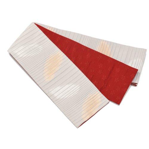 

[Warakugure] Kiryu-ori Affordable Half-Width Obi, Maru Kasumi, Made in Japan, Half-Width Obi (White)