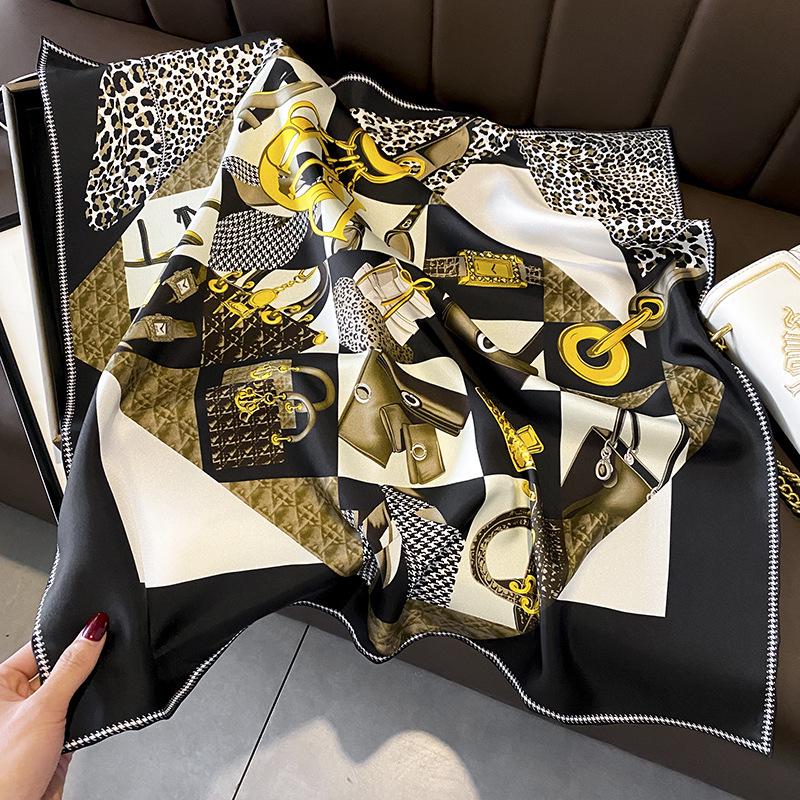 Hangzhou Floral Mulberry Silk Square Scarf - 70cm Silk Twill Women's Neck Accessory