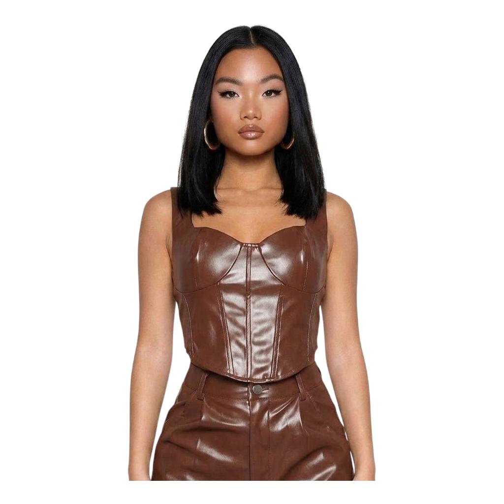 Missy Empire Womens/Ladies PU Corset Top