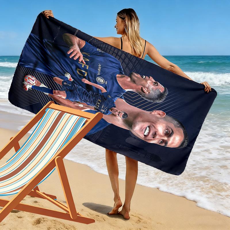 Rivalry Field: Messi vs Ronaldo beach towel Beach towel for vacation photos beach Absorbent bath towel Outdoor pool towel seaside