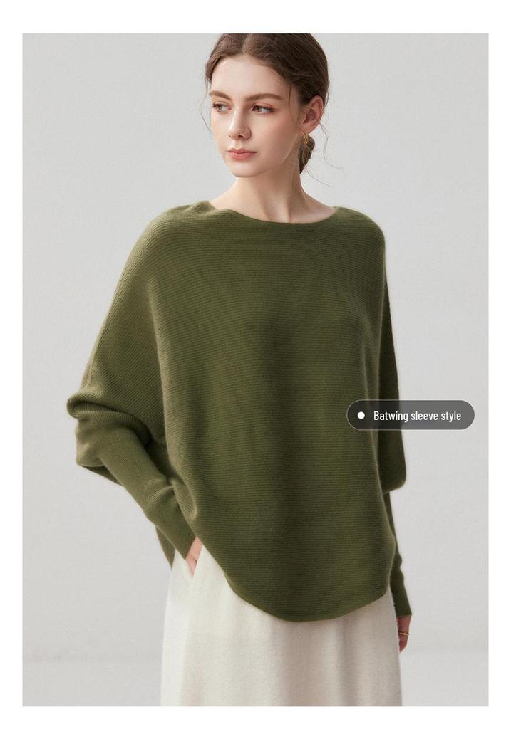 Women's Irregular One-Shoulder Cashmere Blend Batwing Sleeve Knit Cardigan