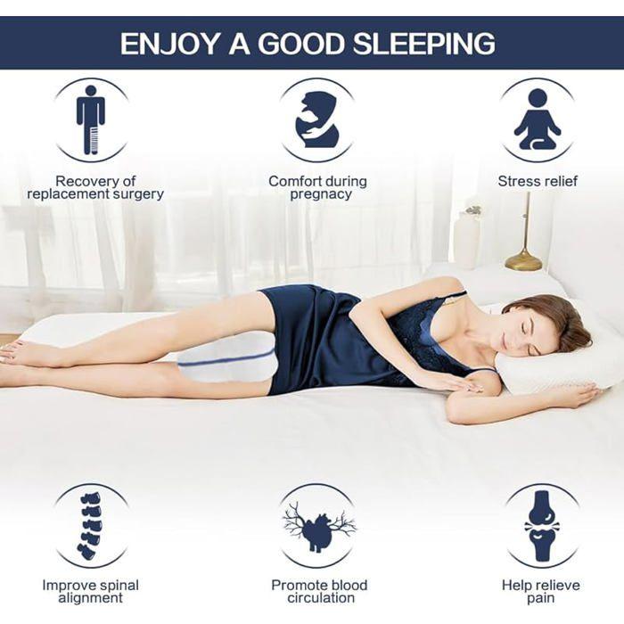 Coussin ergonomique genou pour dormir sur le côté, oreiller repose-jambe en mousse à mémoire de forme, Crème COUSSIN