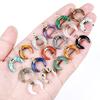 DIY Pendant Gold-Plated Edging Crescent Horn Design Natural Imitation Crystals Jade Necklace Bracelet Earrings Charm DIY Jewelry Making Accessories