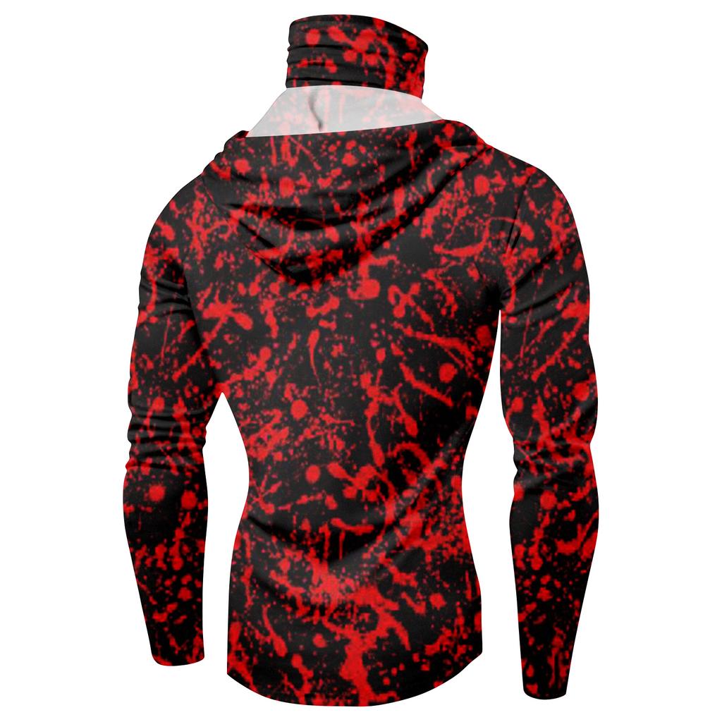 Men's Long Sleeve Hooded T-Shirt Quick Dry Sun Halloween for Fishing Fitness Sports