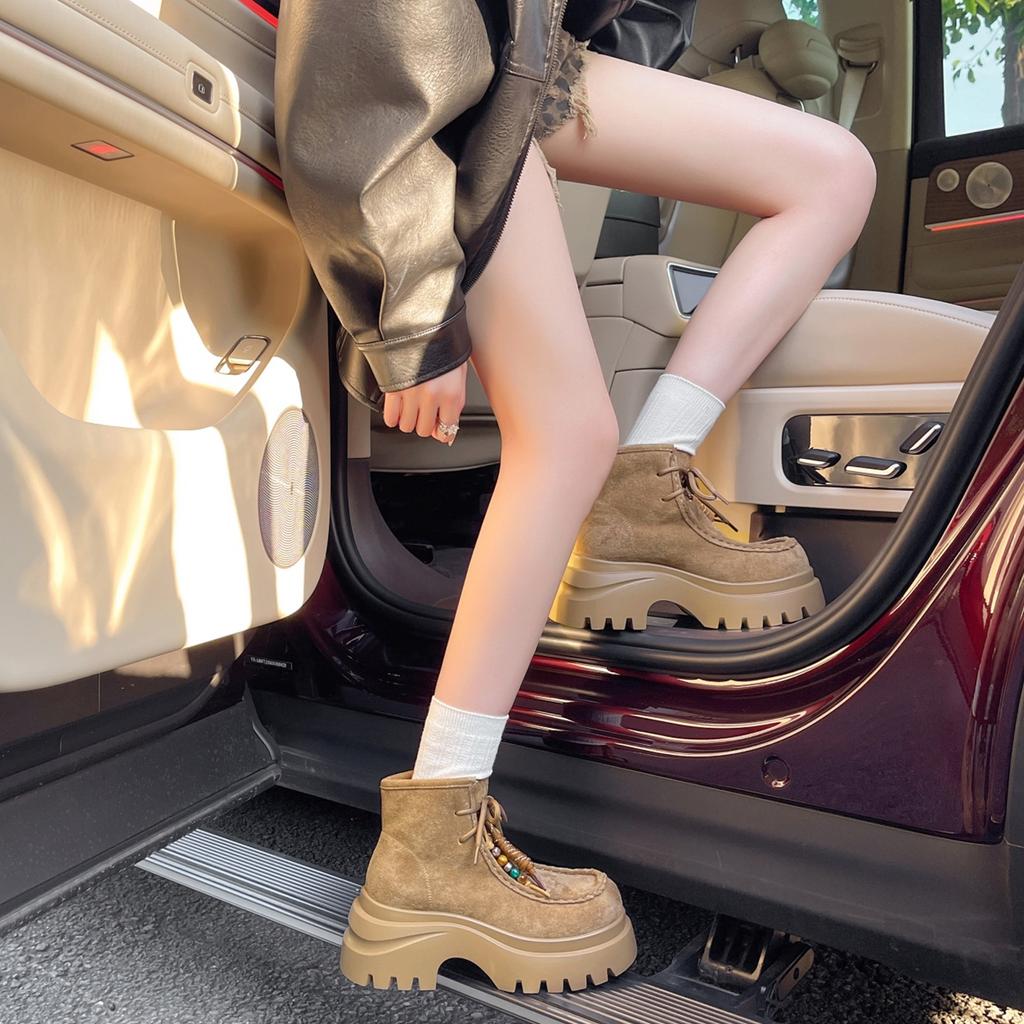 Muffin Thick-soled Heightening Short Boots Children 2025 New Summer and Autumn Small British Style Martin Boots Tooling Locomotive Boots