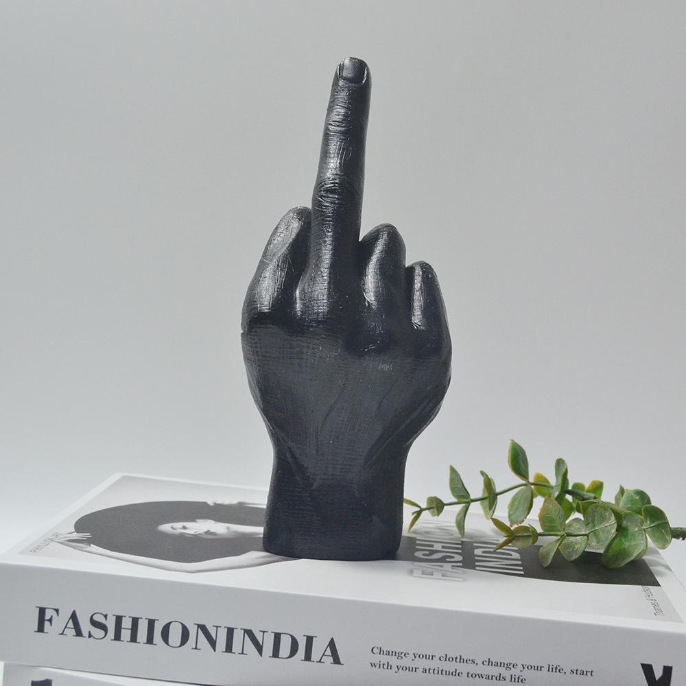 Creative Middle Finger Hand Gesture Sculpture for Home Decor