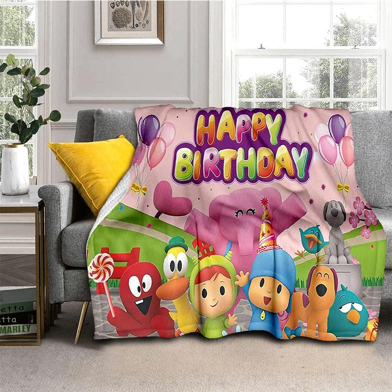 Coperta Cartone Animato 3D Divertente P-Pocoyo Elly Pato, Morbida Coperta da Lancio per Casa Camera da Letto Letto Divano Picnic Viaggio Ufficio Copertura Regalo per Bambini