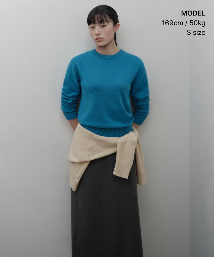 MUSINSA STANDARD WOMAN [Victoria Wool] Women'S Crew Neck Knit [Teal Blue]